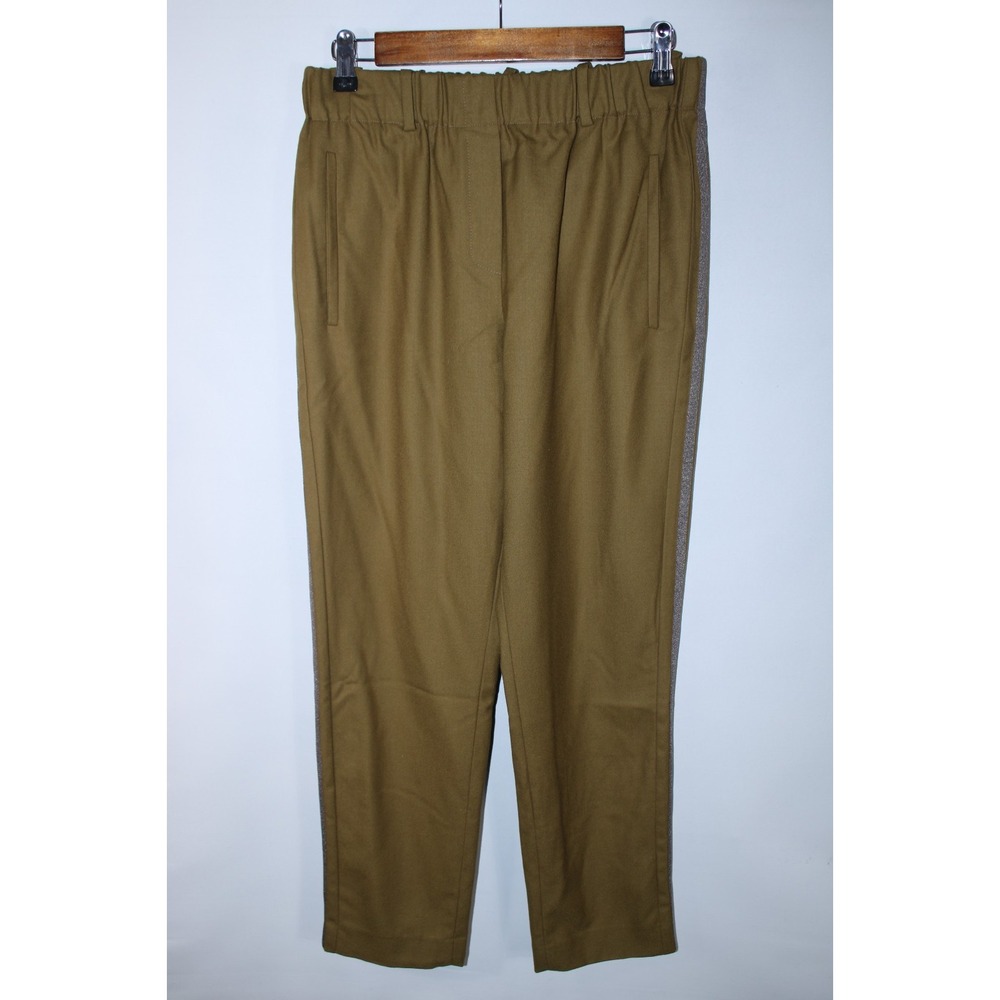 Incotex Women's Size IT40 – 28Waist Olive Green Wool Elastic Waist Pull on Pants